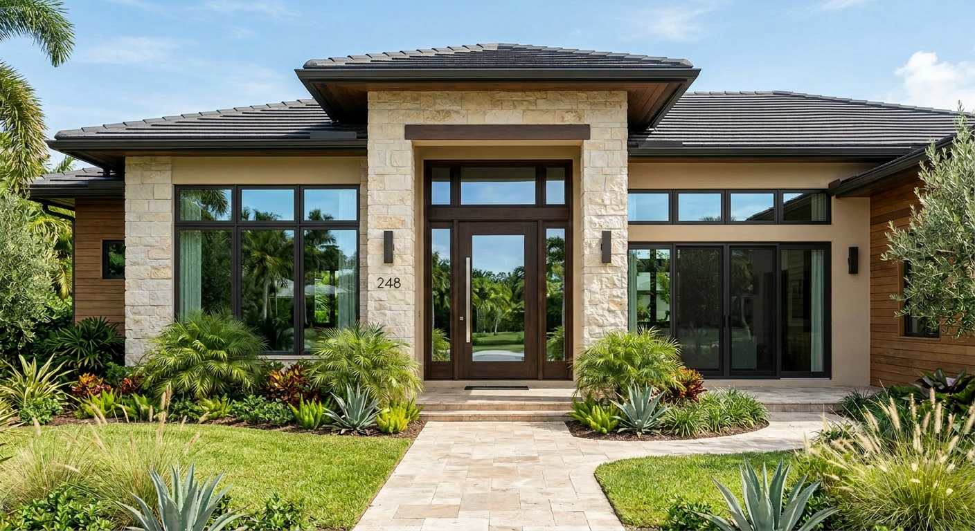 Modern home with impact windows installed by Powerful Impact Solutions